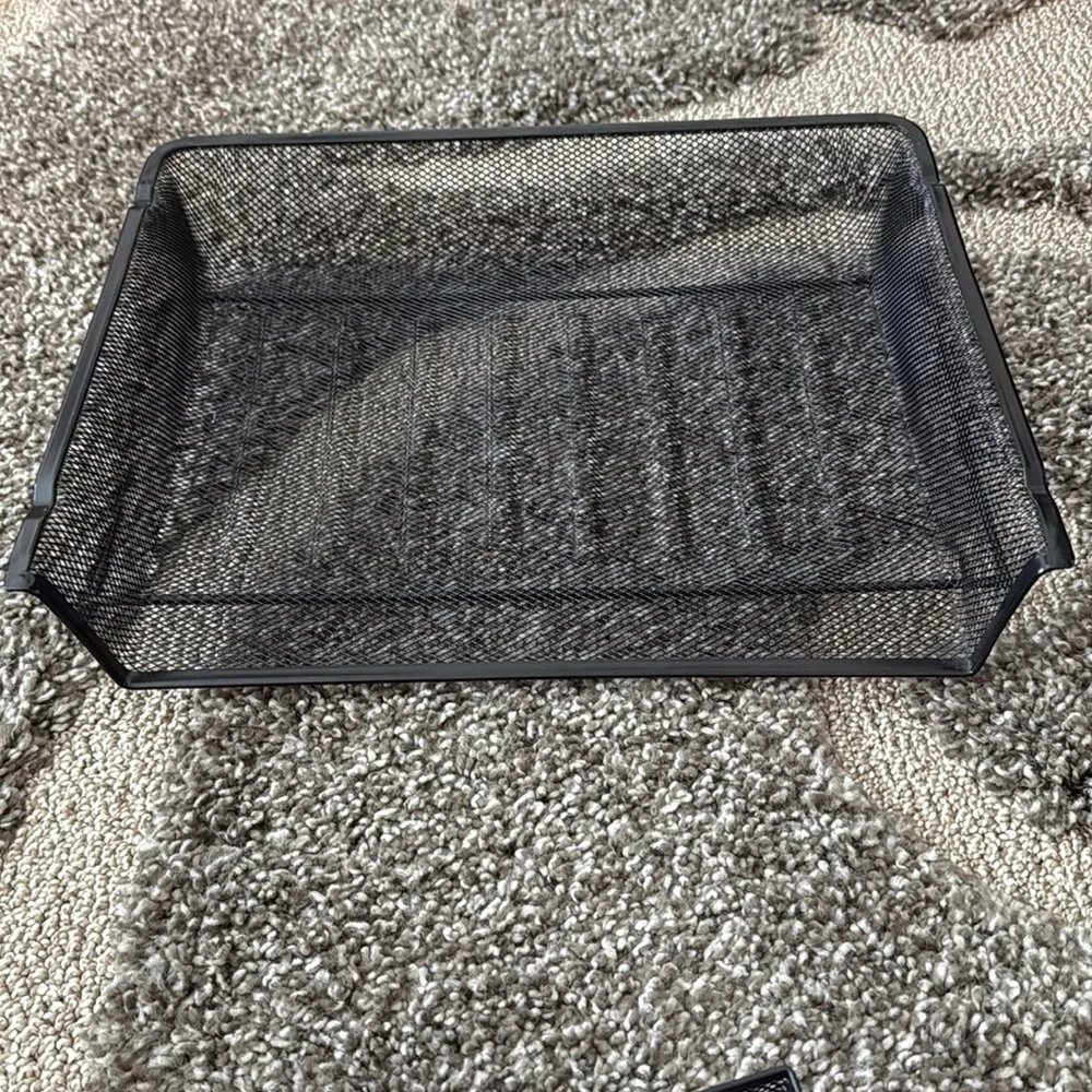 3-Piece Heavy Duty Black Mesh Desk Organizer set.